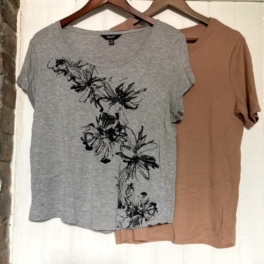 *3 for $20* Two tees: neutral gray and brown, Vera Wang XL and A New Day XXL.